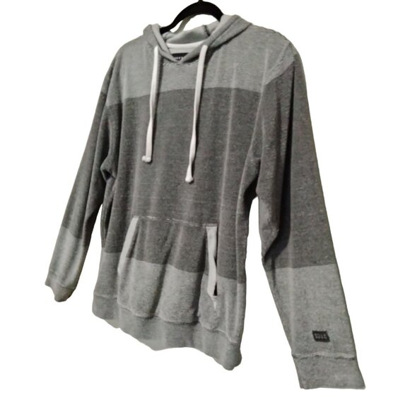 Billabong Mens Gray Striped Drawstring Hoodie Kangaroo Pocket Size Large - Picture 5 of 12